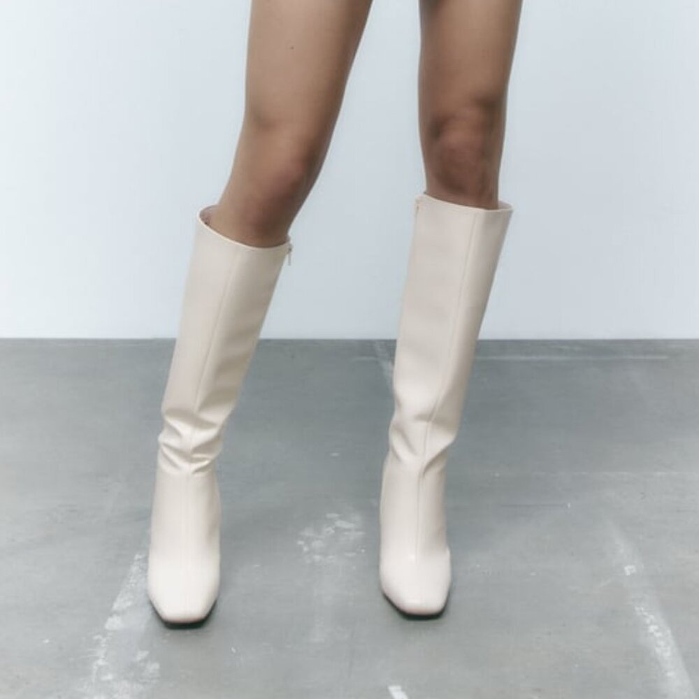 NWT Zara Heeled Knee High Boots
